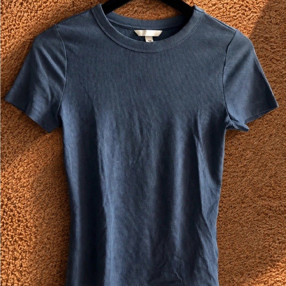 H&M Slim Fit Short-Sleeve Tee - Navy Blue